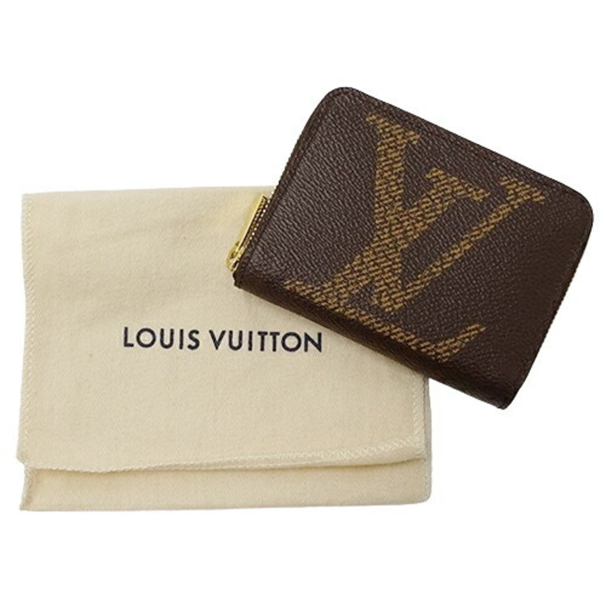 Louis Vuitton LOUIS VUITTON Wallet Monogram Giant Ladies Coin Case Zipper Purse M69354 Brown Round