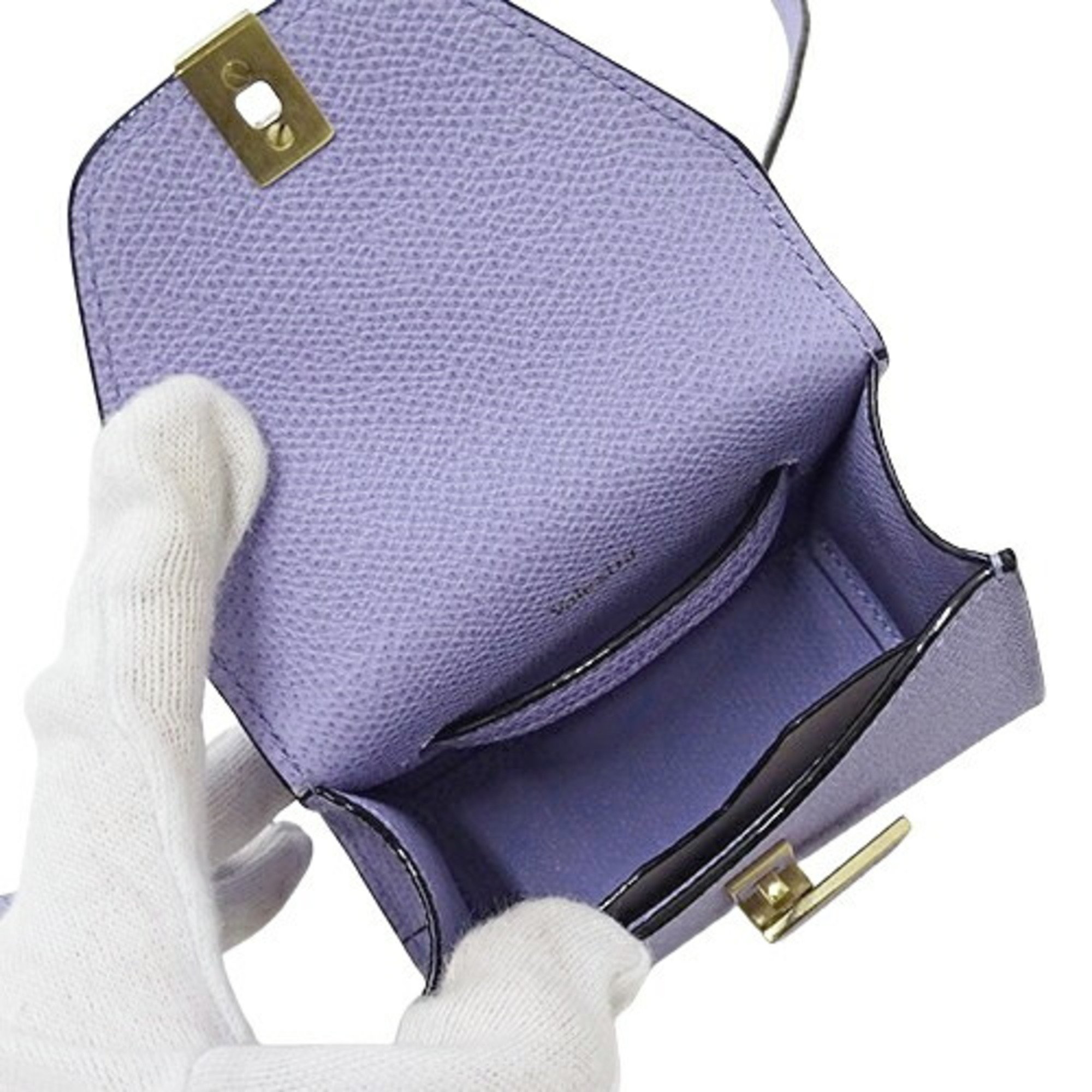 Valextra Bag Women's Shoulder Iside Belt Calf Leather Lavender Purple Micro