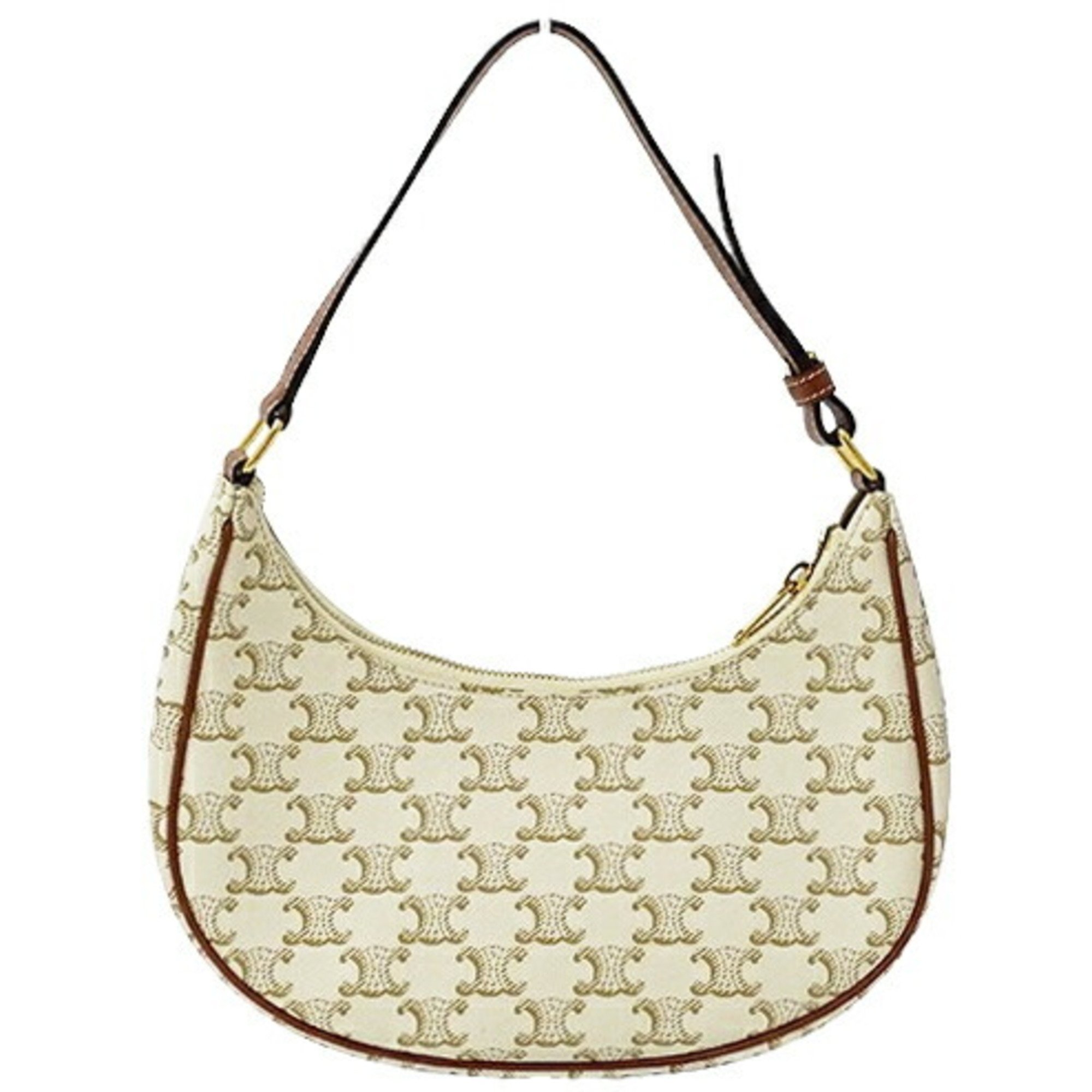 CELINE Women's Shoulder Bag Ava Triomphe White Brown