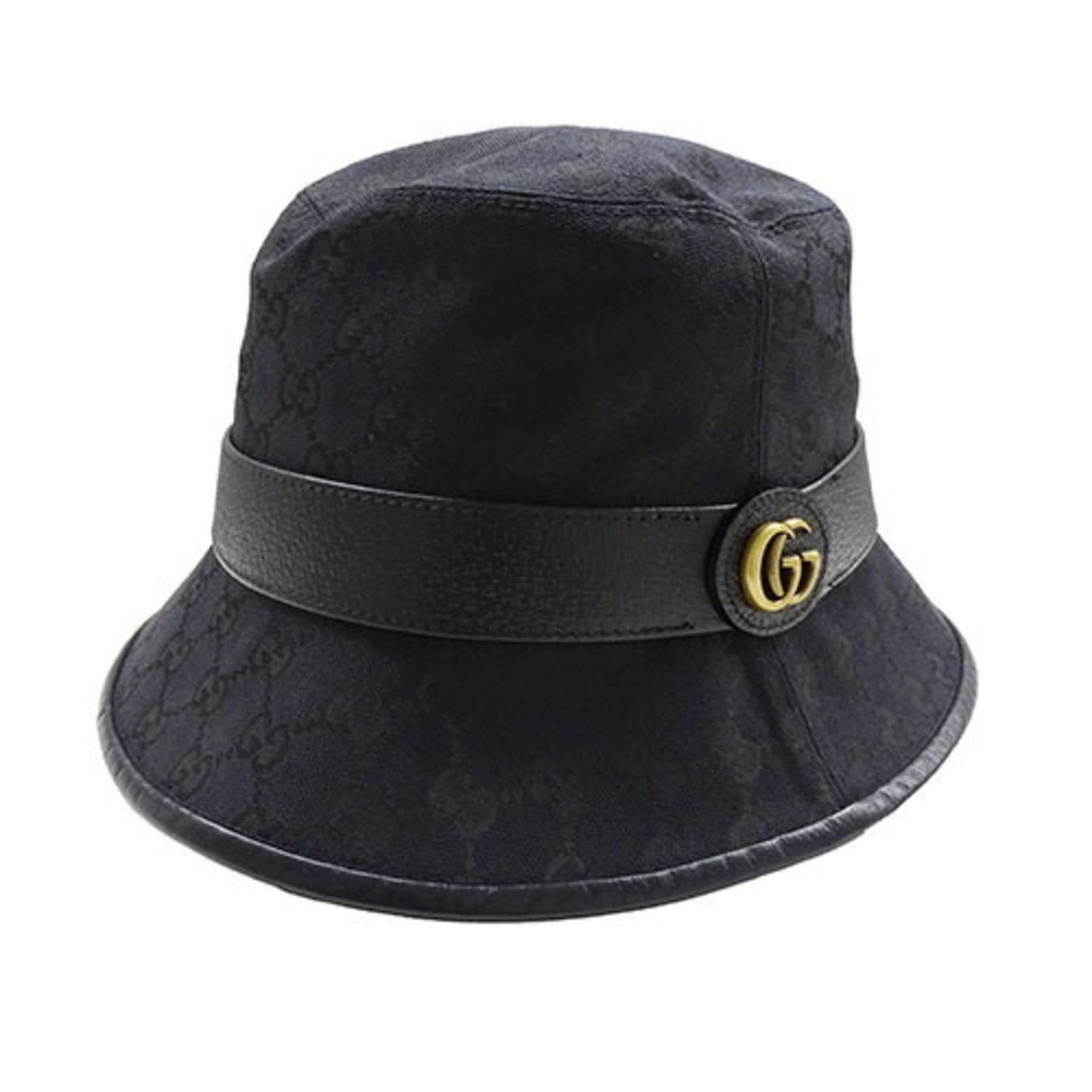 GUCCI Hat for Women and Men, Basket Hat, GG Marmont, Canvas, Black, 576587, Medium, 58cm