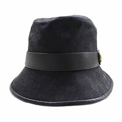 GUCCI Hat for Women and Men, Basket Hat, GG Marmont, Canvas, Black, 576587, Medium, 58cm