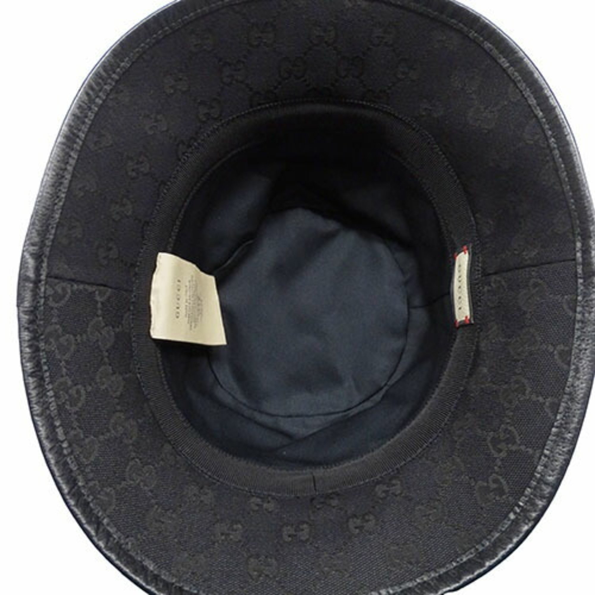 GUCCI Hat for Women and Men, Basket Hat, GG Marmont, Canvas, Black, 576587, Medium, 58cm