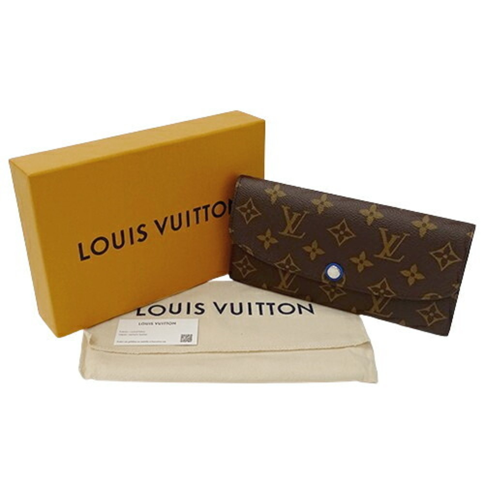 Louis Vuitton LOUIS VUITTON Wallet Monogram Ladies Long Portefeuille Emily Blue M82919 Brown