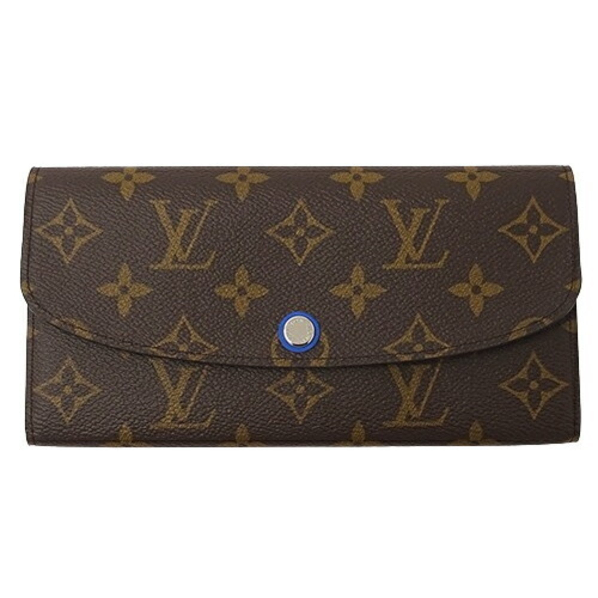 Louis Vuitton LOUIS VUITTON Wallet Monogram Ladies Long Portefeuille Emily Blue M82919 Brown