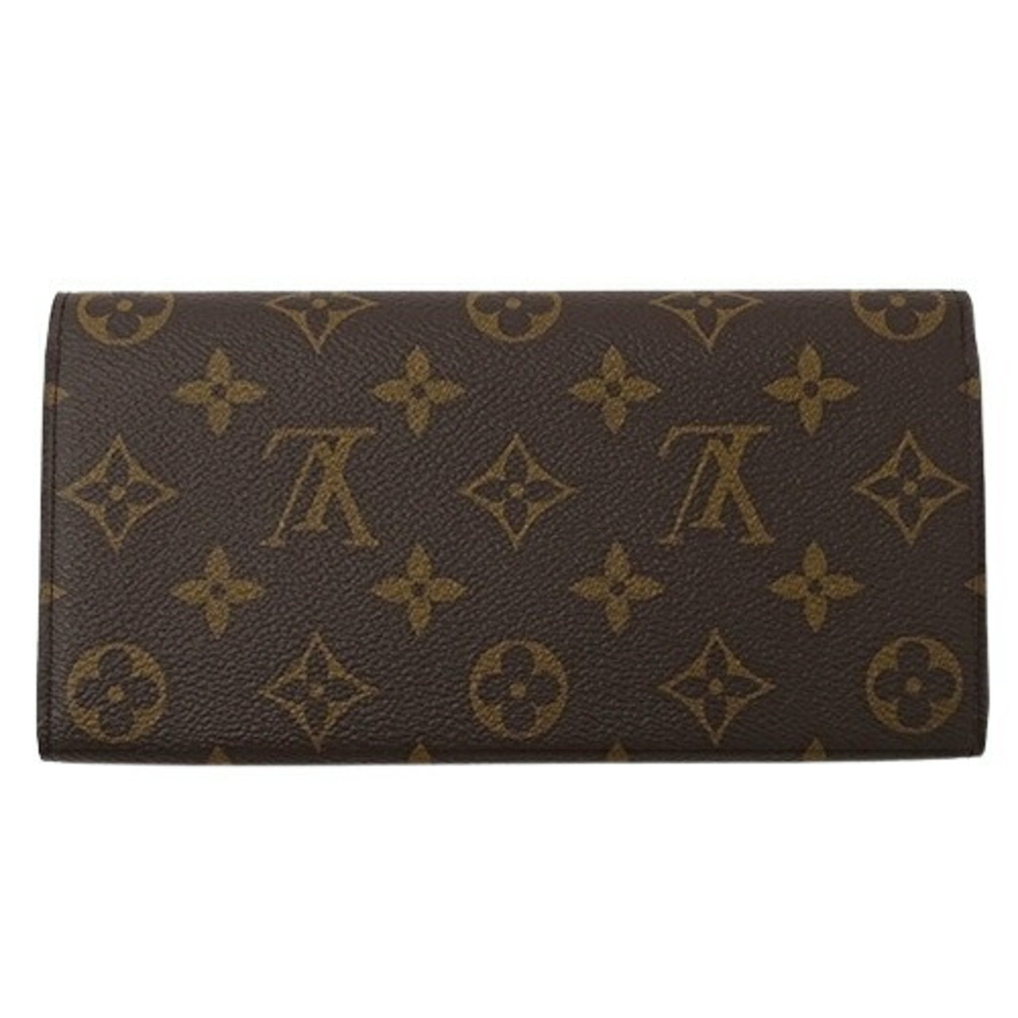 Louis Vuitton LOUIS VUITTON Wallet Monogram Ladies Long Portefeuille Emily Blue M82919 Brown