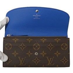 Louis Vuitton LOUIS VUITTON Wallet Monogram Ladies Long Portefeuille Emily Blue M82919 Brown