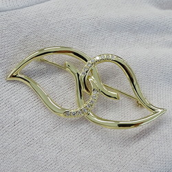 Tiffany & Co. Brooch for Women, 750YG Diamond, Double Leaf, Yellow Gold, Polished