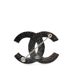 Chanel Coco Mark Rhinestone Brooch Silver Metal Women's CHANEL