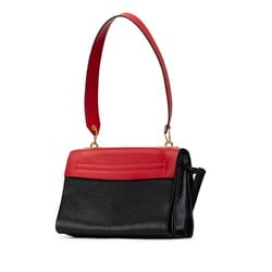 Valentino Garavani V-Sling Shoulder Bag Black Red Leather Women's