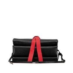 Valentino Garavani V-Sling Shoulder Bag Black Red Leather Women's