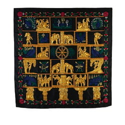 Hermes Carre 90 TORANA Scarf Muffler Black Gold Multicolor Silk Women's HERMES