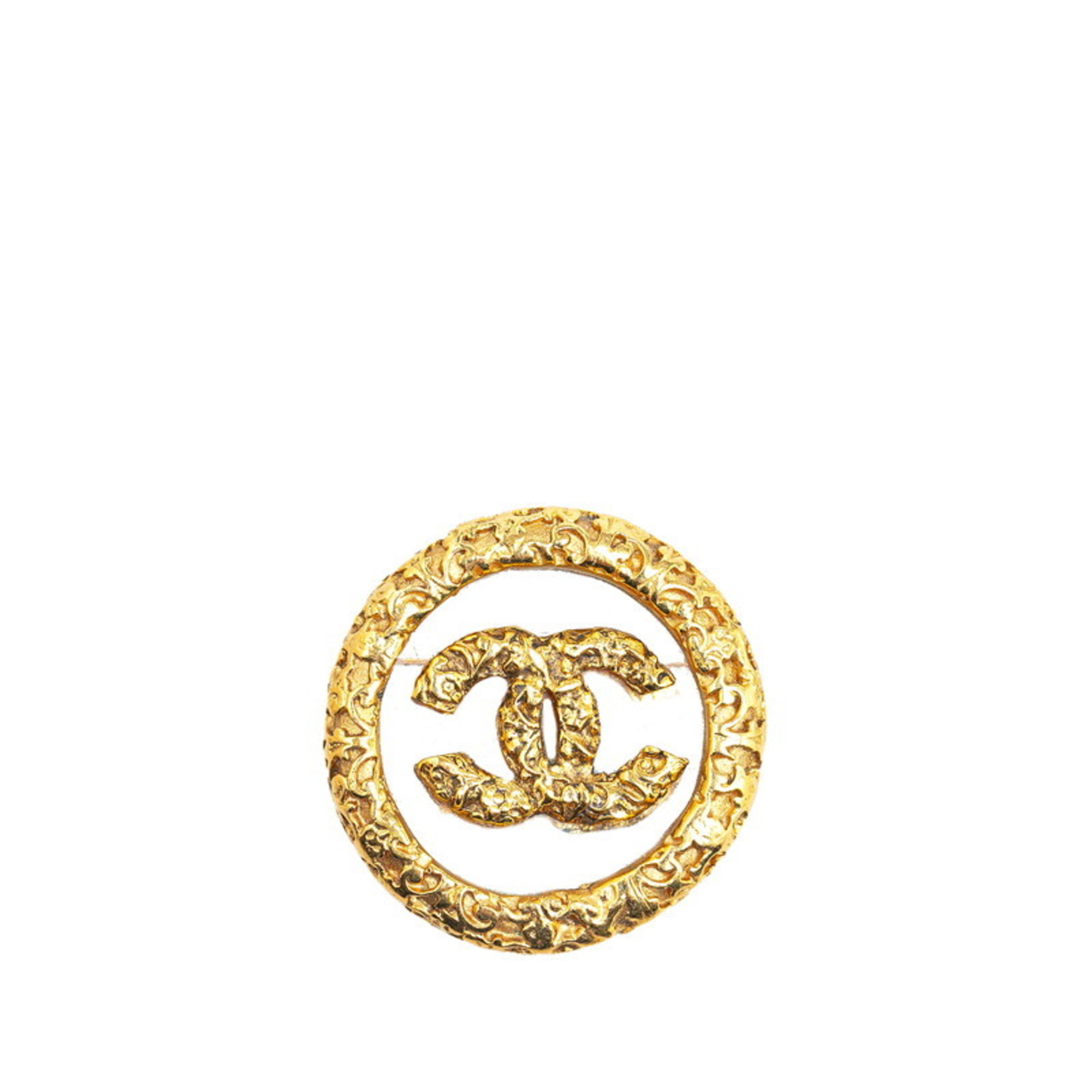 Chanel Coco Mark Lava Brooch Gold Plated Plastic Women's CHANEL