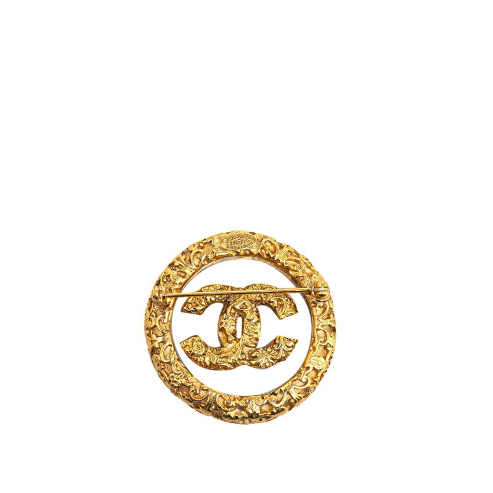 Chanel Coco Mark Lava Brooch Gold Plated Plastic Women's CHANEL