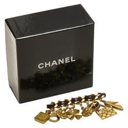 Chanel Matelasse Coco Mark 8-strand charm chain brooch gold black plated leather ladies CHANEL