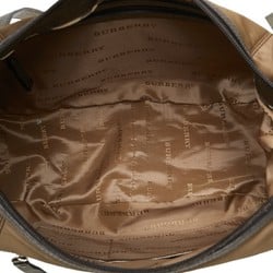 Burberry Plate Shoulder Bag Brown Nylon Leather Women's BURBERRY