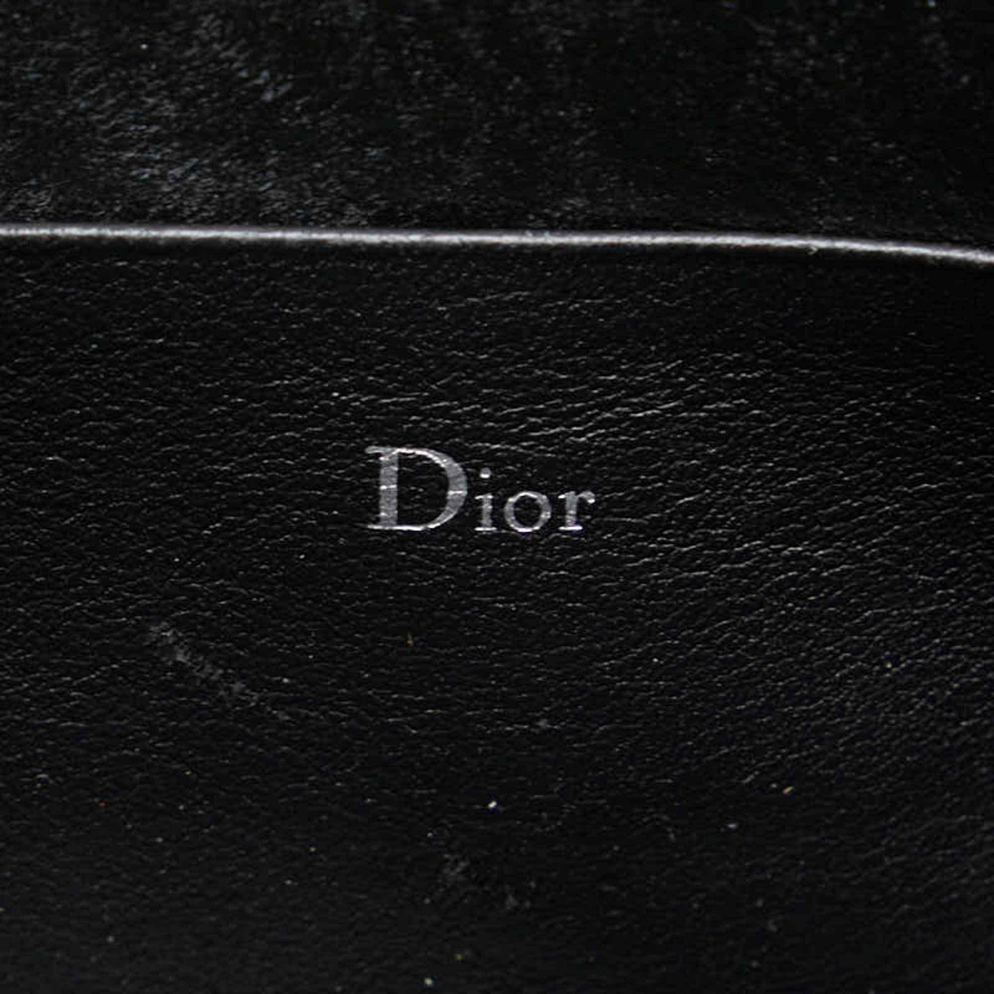 Dior Homme Organizer Bee Round Long Wallet Black Leather Men's