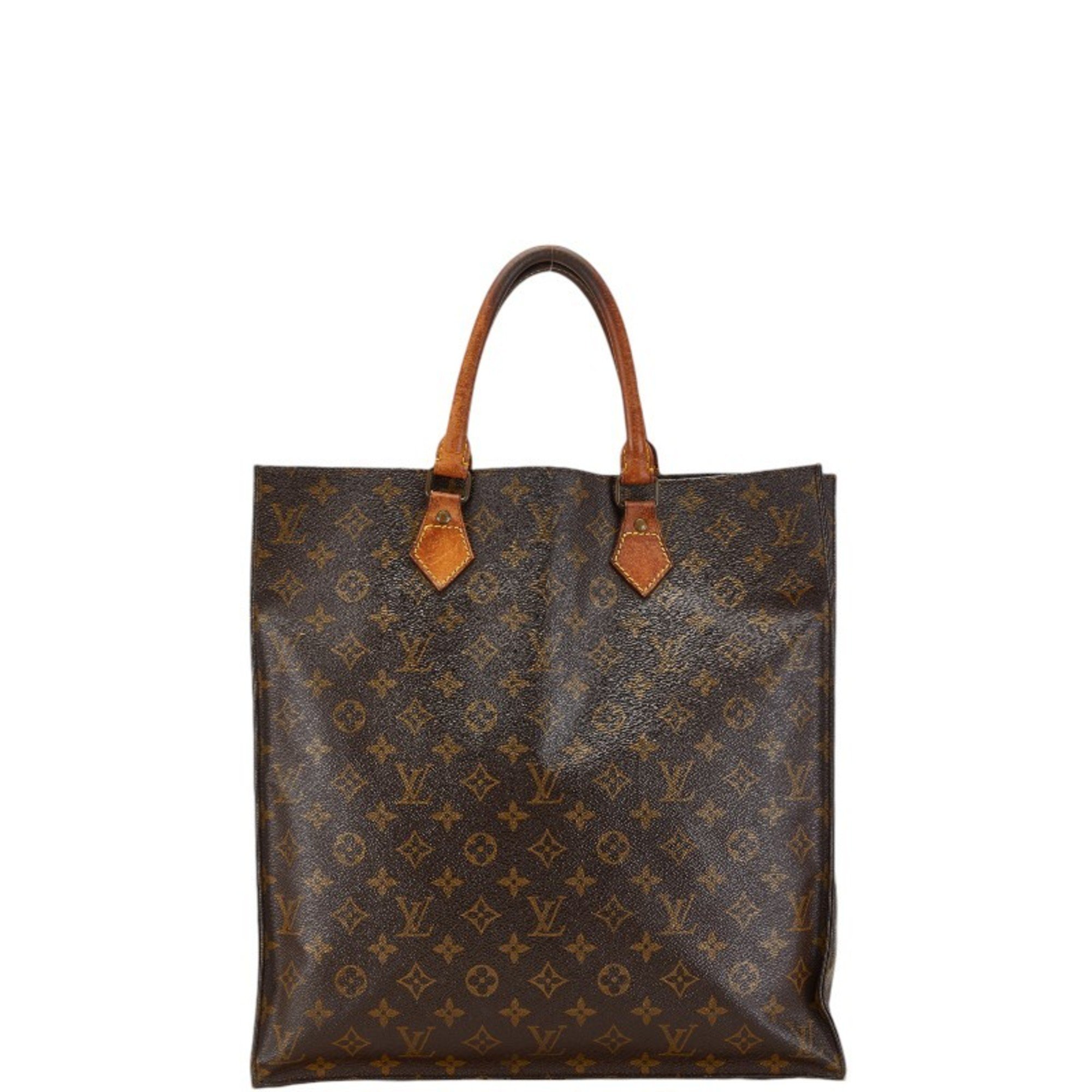 Louis Vuitton Monogram Sac Plat Handbag Tote Bag M51140 Brown PVC Leather Women's LOUIS VUITTON