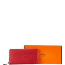 Hermes Azap Long Round Wallet Red Epsom Leather Women's HERMES