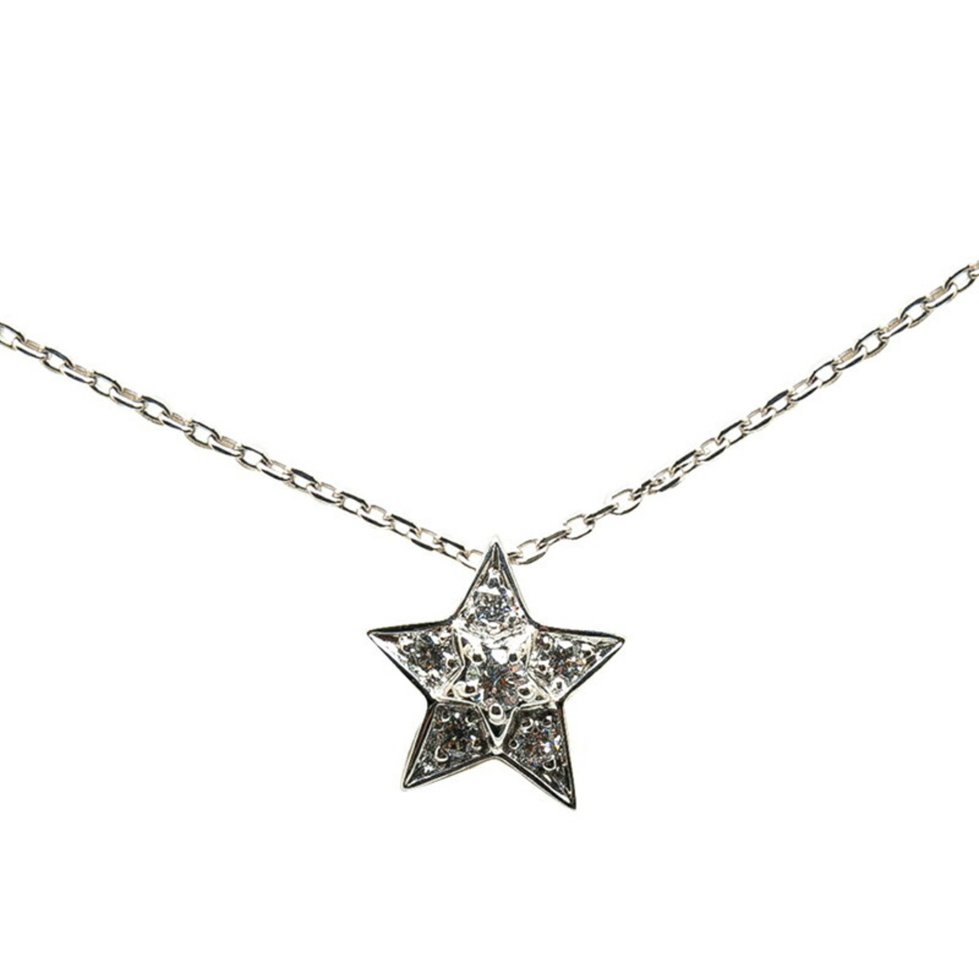 CHANEL Comet Star Diamond Necklace K18WG White Gold Women's