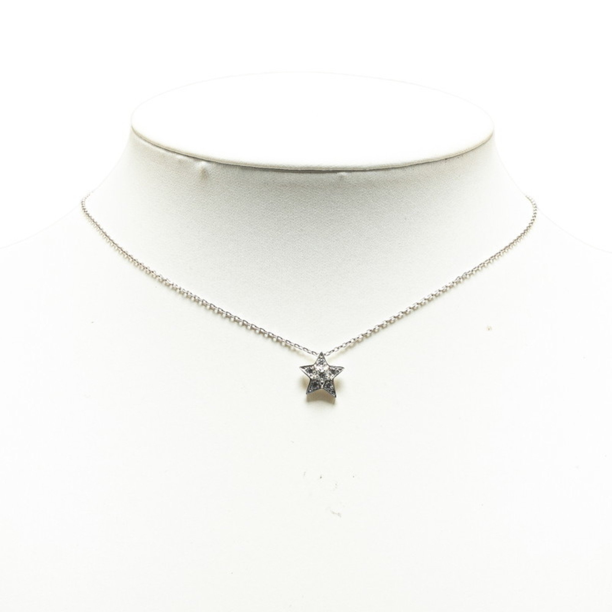 CHANEL Comet Star Diamond Necklace K18WG White Gold Women's