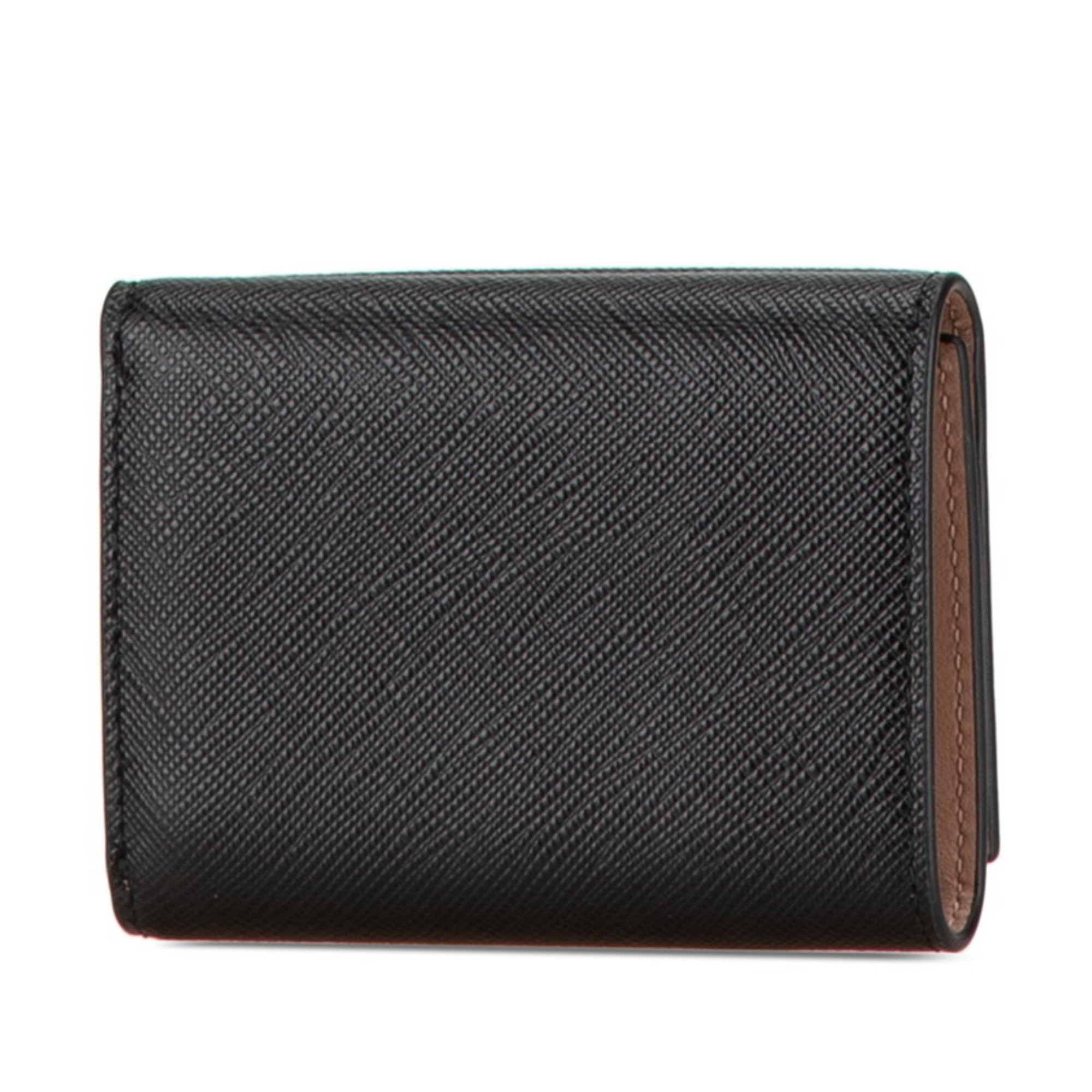 Prada Ribbon Compact Wallet Tri-fold 1MH021 Black Saffiano Women's PRADA