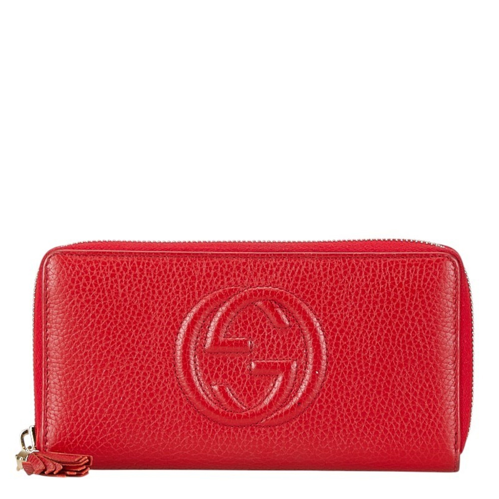 Gucci Soho Interlocking G Tassel Round Long Wallet 598187 Red Leather Women's GUCCI