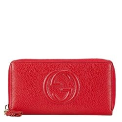 Gucci Soho Interlocking G Tassel Round Long Wallet 598187 Red Leather Women's GUCCI