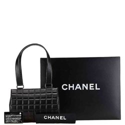 CHANEL COCO MARK CHOCOLATE BAR HANDBAG BLACK LAMBSKIN WOMEN'S