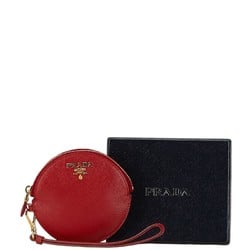 PRADA Coin Case, Purse, 1M1443, Red Saffiano Leather, Women's