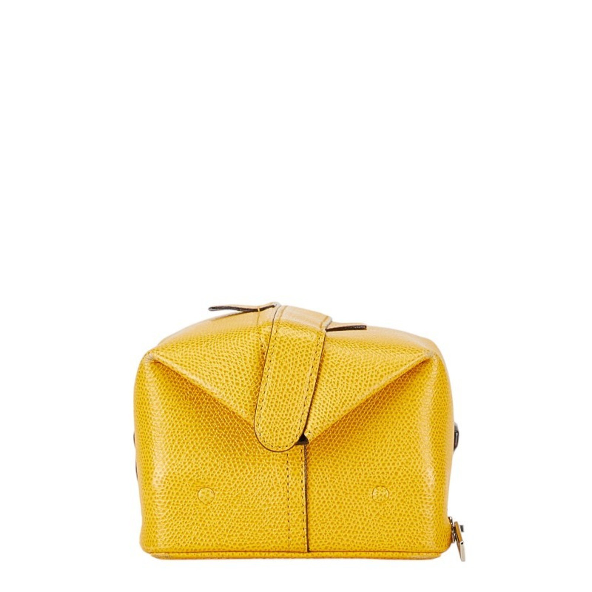 Valextra Trick Track Handbag Yellow Leather Women's