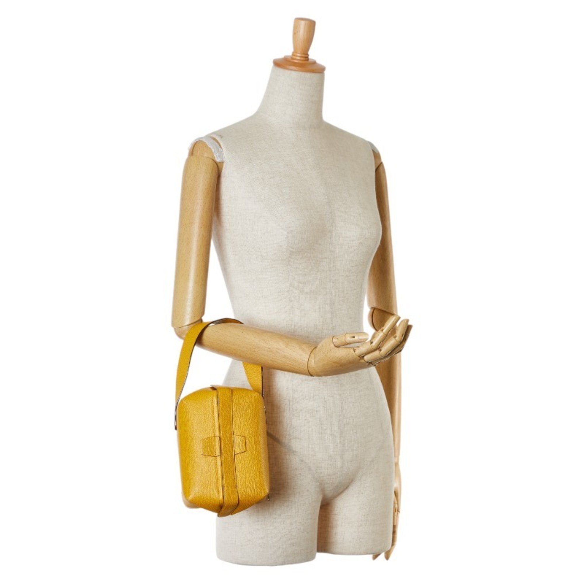 Valextra Trick Track Handbag Yellow Leather Women's