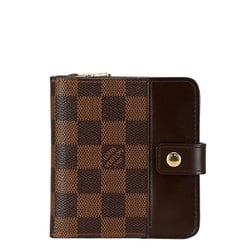 Louis Vuitton Damier Compact Zip Bi-fold Wallet N61668 Ebene Brown PVC Leather Women's LOUIS VUITTON