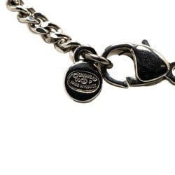 CHANEL Dog Tag Beaded Necklace Silver Metal Women's