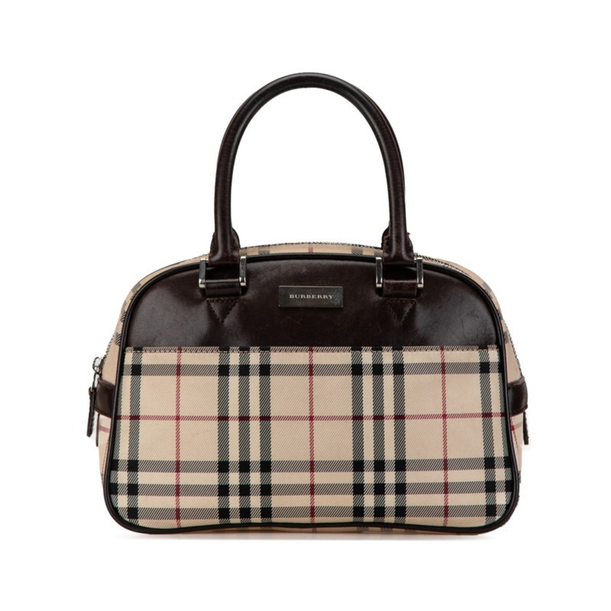 Burberry Nova Check Handbag Beige Brown Canvas Leather Women's BURBERRY