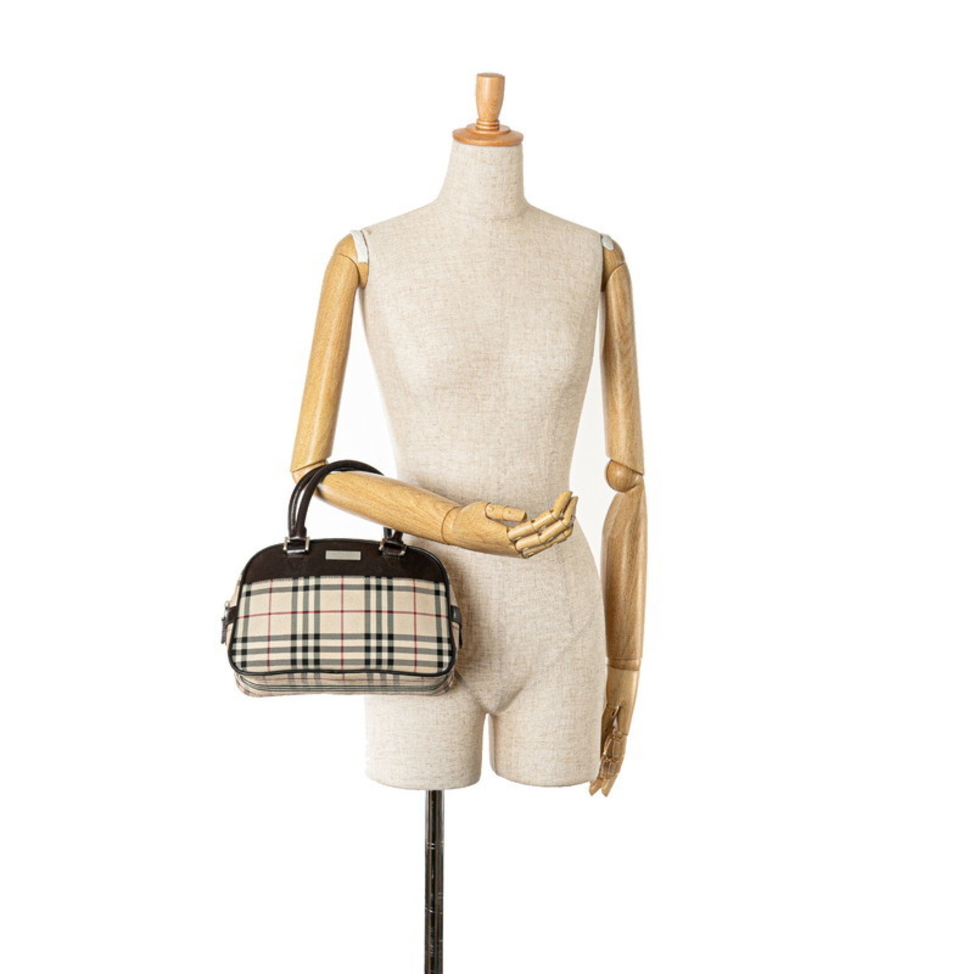 Burberry Nova Check Handbag Beige Brown Canvas Leather Women's BURBERRY