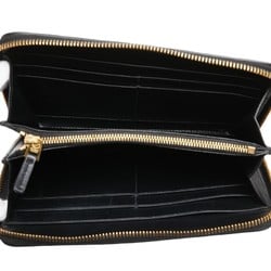 Bottega Veneta Intrecciato Round Long Wallet Black Leather Women's BOTTEGAVENETA