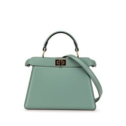 FENDI Peekaboo Iseeu Handbag Shoulder Bag 8BN335 Green Leather Women's