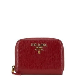 Prada Round Coin Case, Red Leather, Women's, PRADA