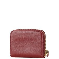 Prada Round Coin Case, Red Leather, Women's, PRADA