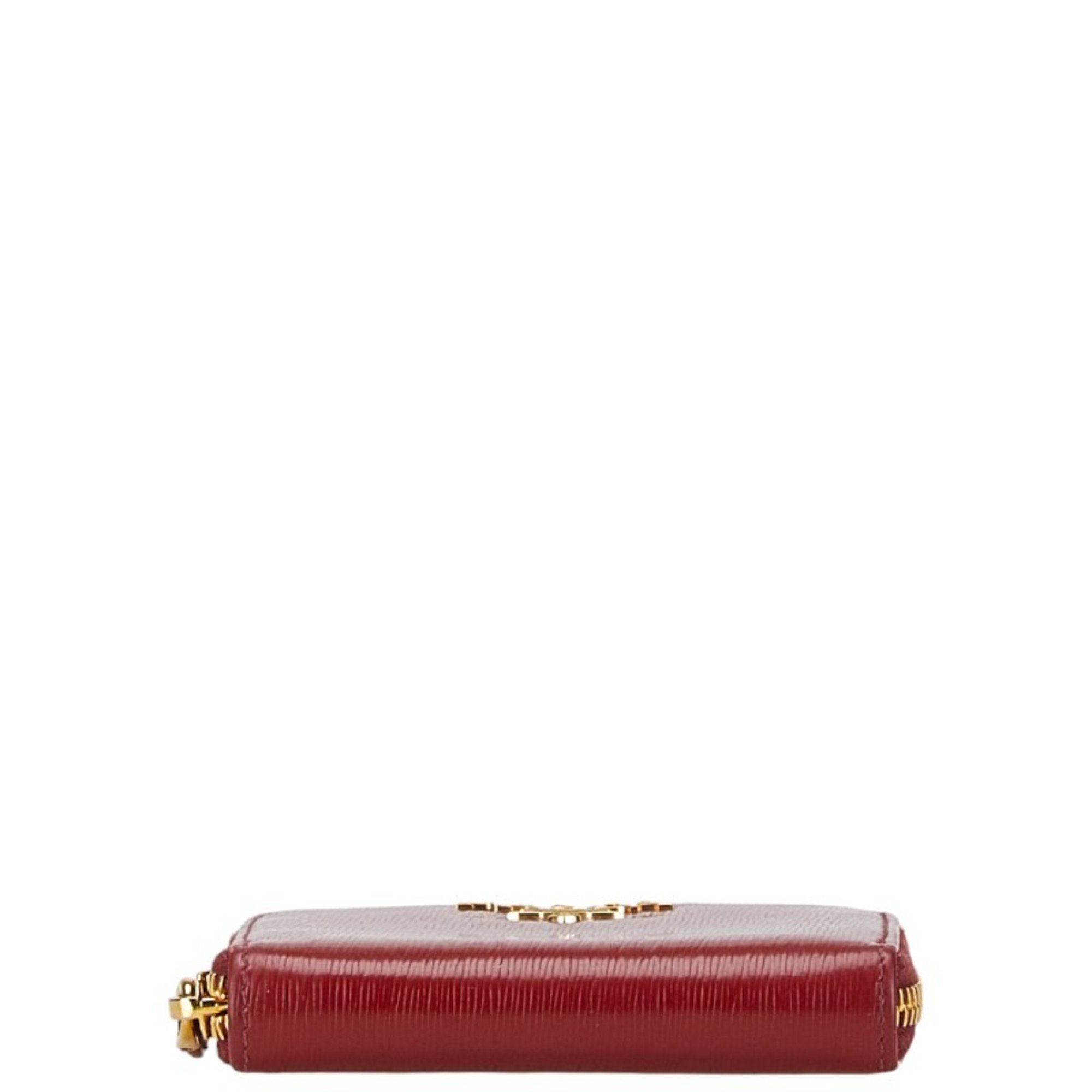 Prada Round Coin Case, Red Leather, Women's, PRADA