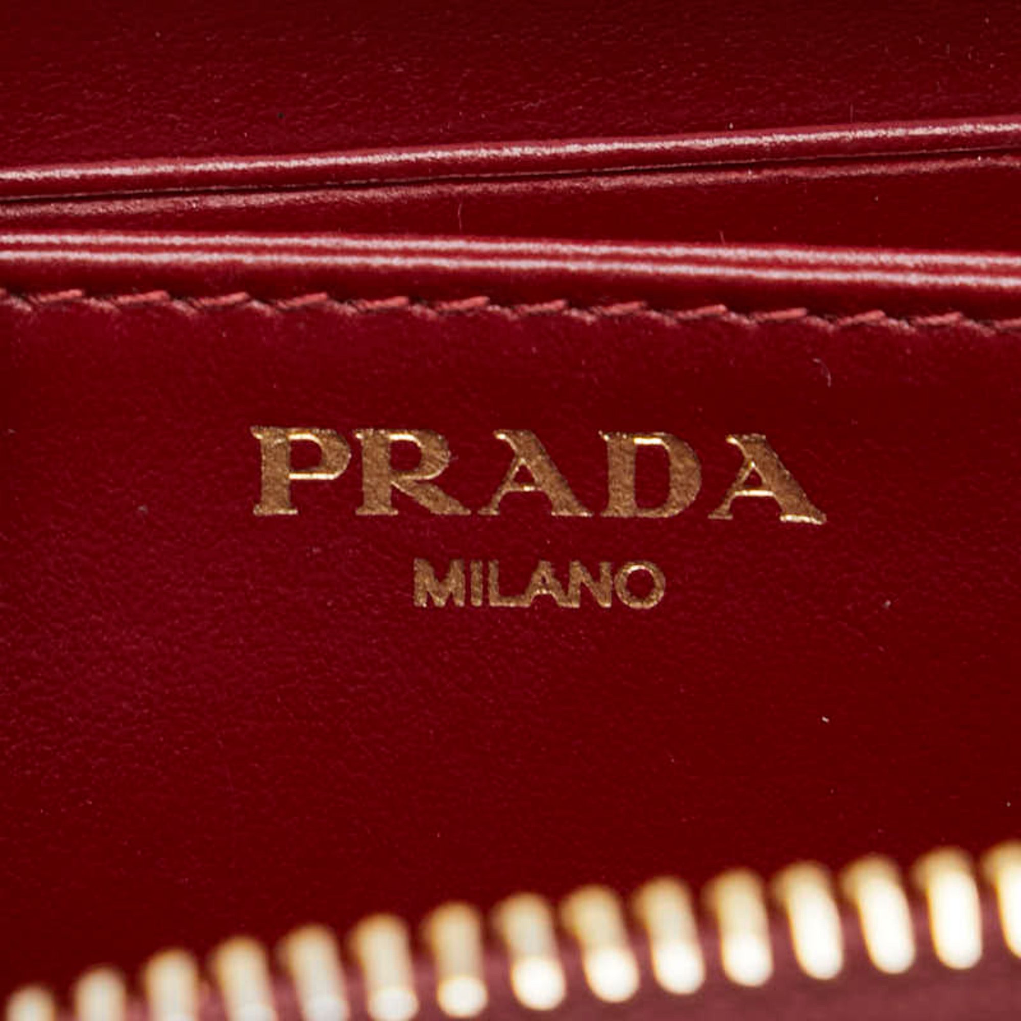 Prada Round Coin Case, Red Leather, Women's, PRADA