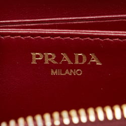 Prada Round Coin Case, Red Leather, Women's, PRADA