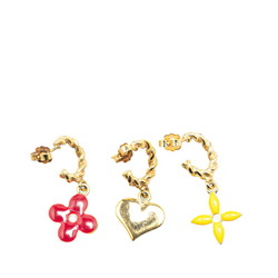 Louis Vuitton Boucle d'Oreille Sweet Monogram Earrings Set of 3 M65370 Gold Red Yellow Plated Women's LOUIS VUITTON