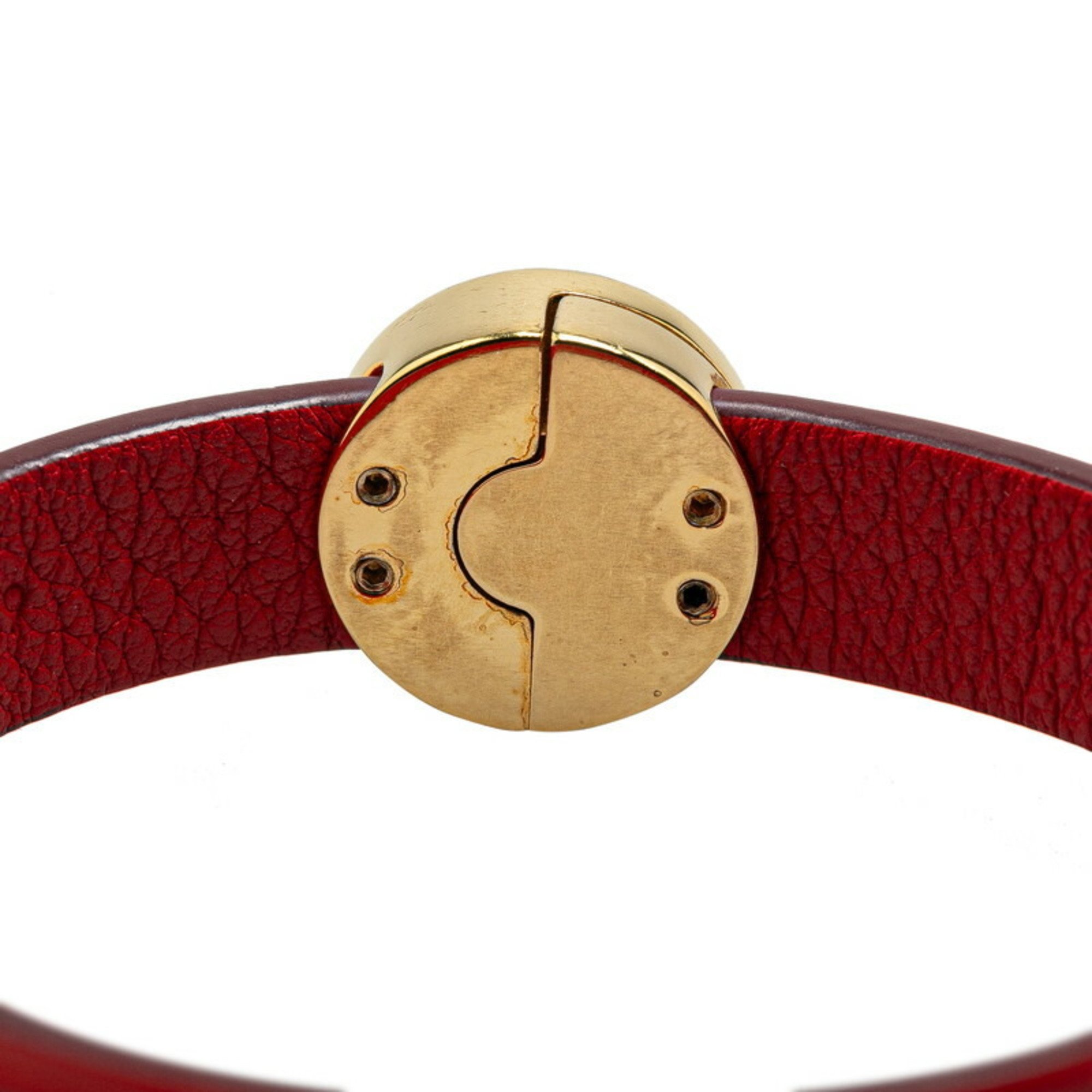 Louis Vuitton Epi Bracelet Flower Action M6532 Rouge Red Leather Plated Women's LOUIS VUITTON