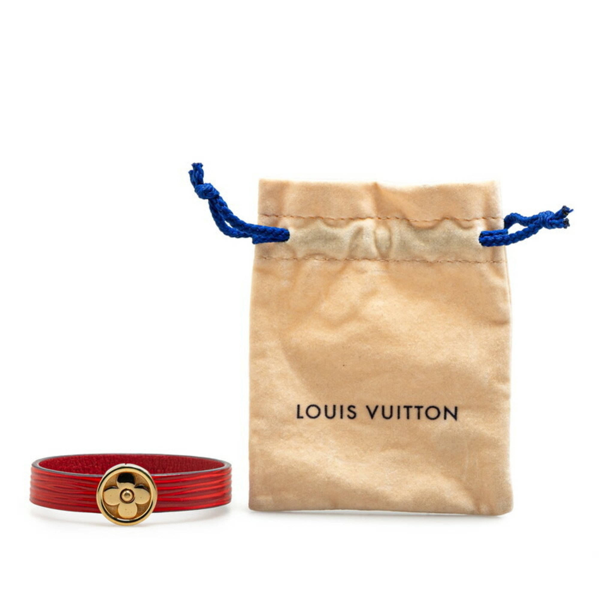 Louis Vuitton Epi Bracelet Flower Action M6532 Rouge Red Leather Plated Women's LOUIS VUITTON