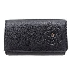 Chanel Men,Women Leather Key Case Black