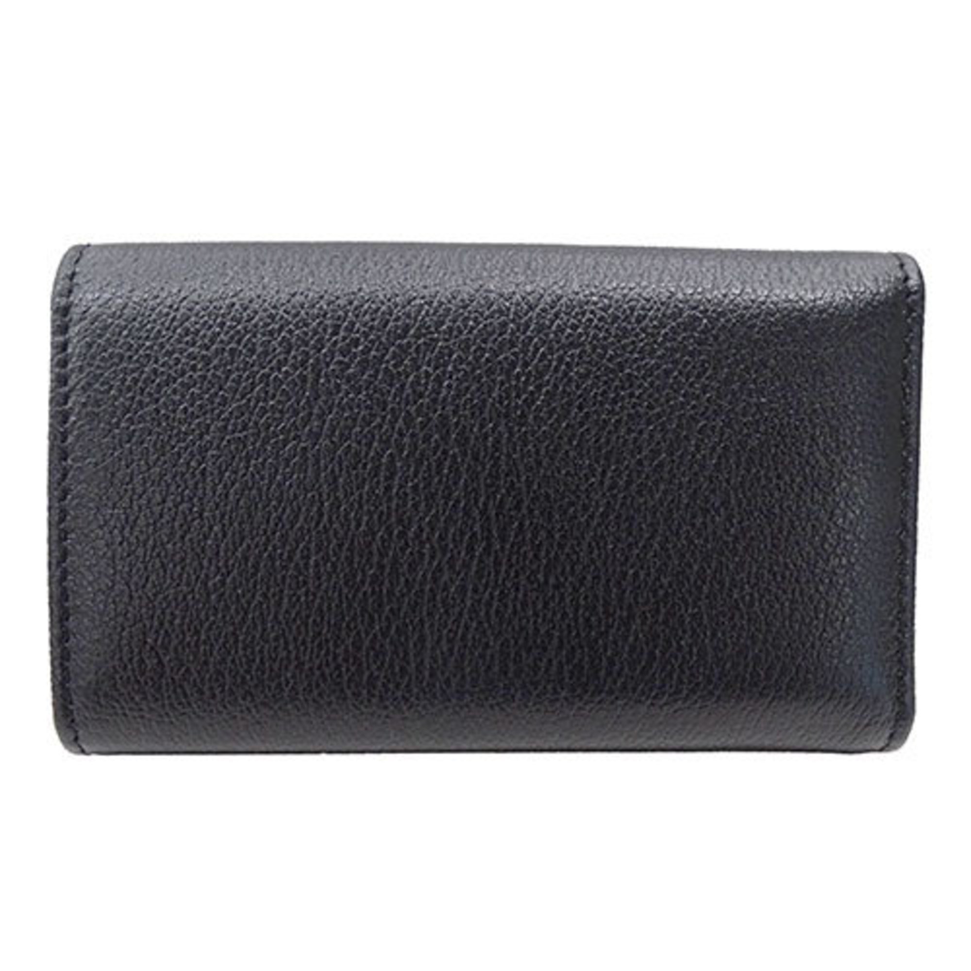 Chanel Men,Women Leather Key Case Black