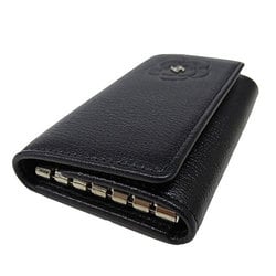 Chanel Men,Women Leather Key Case Black