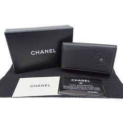 Chanel Men,Women Leather Key Case Black