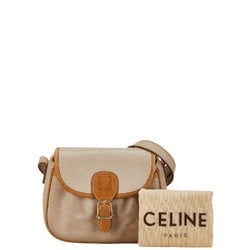 CELINE shoulder bag beige leather women's